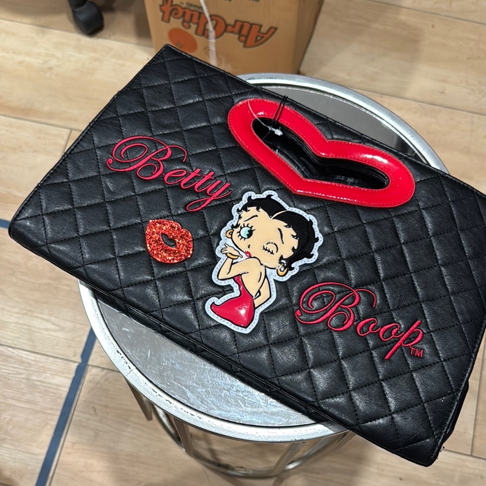 Betty Boop Black Quilted Clutch with Red Accents